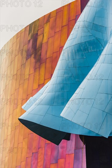 Curved colored facade of the Museum of Pop Culture