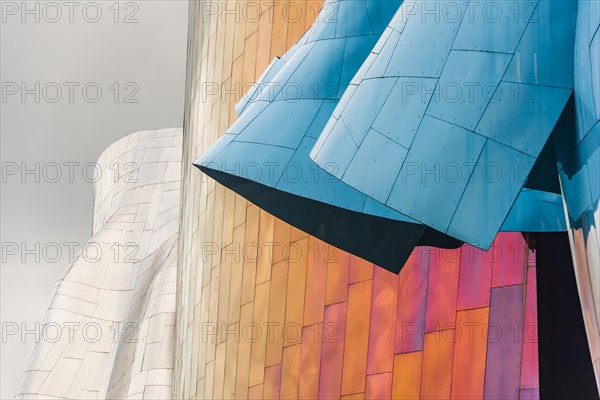 Curved colored facade of the Museum of Pop Culture