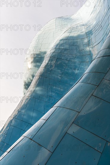 Curved colored facade of the Museum of Pop Culture