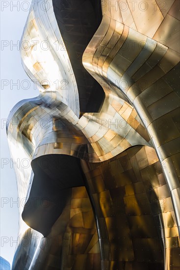 Copper coloured curved facade of the Museum of Pop Culture