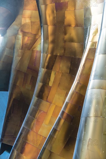 Copper coloured curved facade of the Museum of Pop Culture