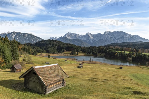 Heustadl in a meadow at Lake Geroldsee
