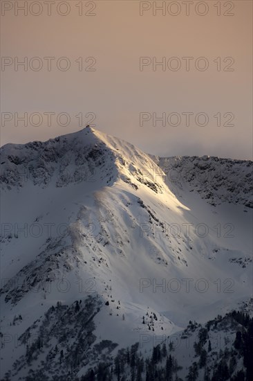 Kellerjoch in the Tux Pre-Alps with Kellerjoch Chapel in Winter