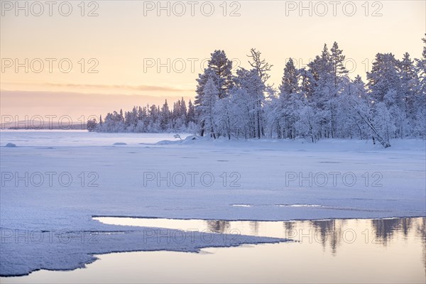Winter evening mood at a lake