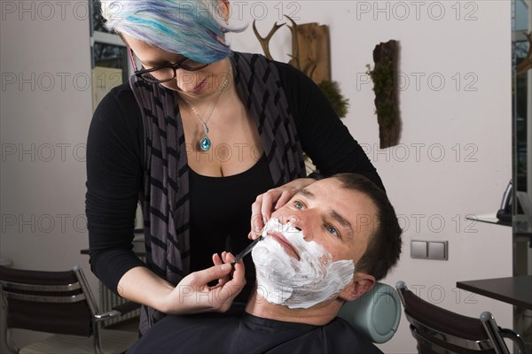 Man having wet shave