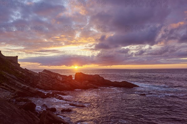 Sunset over the atlantic ocean at Hondarribia near the Camino del Norte