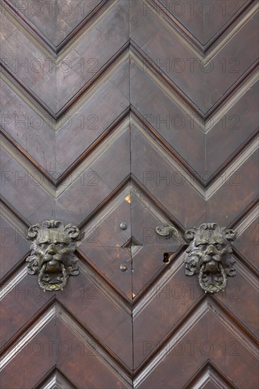 Lion heads as door knockers