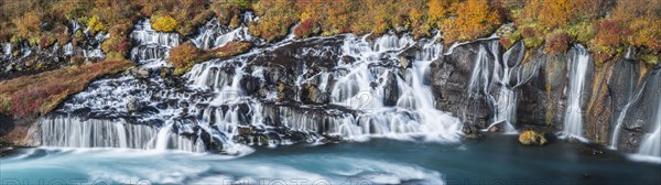Hraunfossar waterfall in autumn