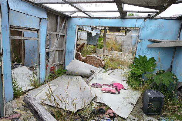 Destroyed house during volcanic eruption of Chaiten volcano in 2008