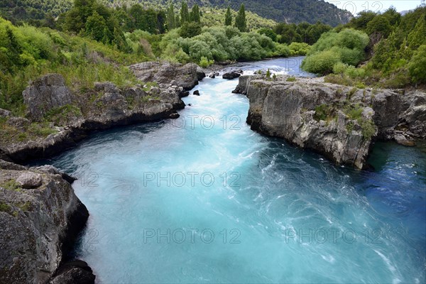 Turquoise water in the gorge of the Rio Futaleufu