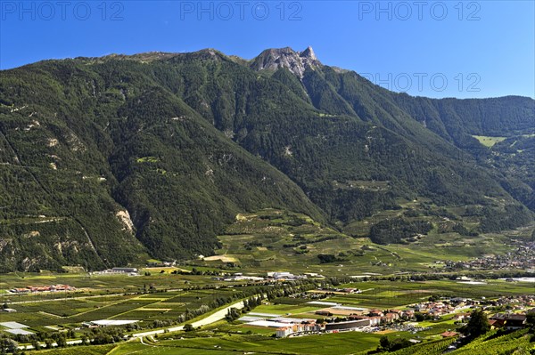 The Pierre Avoi summit rises above the Rhone valley at Saxon
