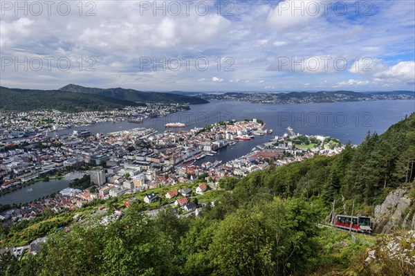 View from the local mountain Floifjellet on Bergen