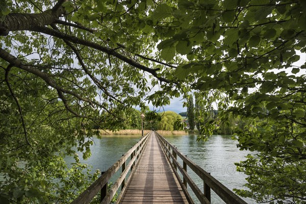 Wooden bridge from Werd Island across Rhein to Eschenz
