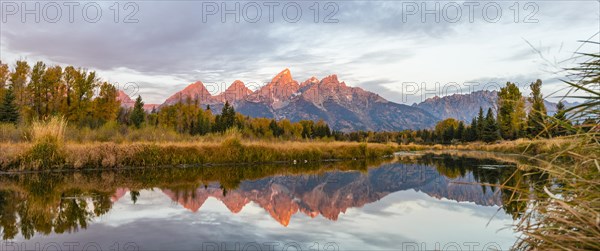Mountains glow red at sunrise