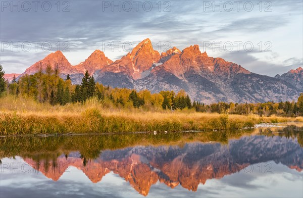 Mountains glow red at sunrise