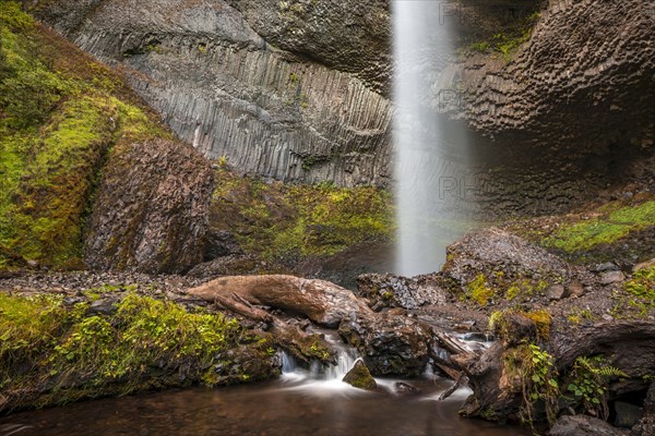 Waterfall in front of basalt rock