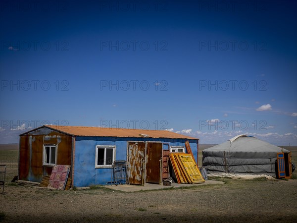 Tin hut with yurt