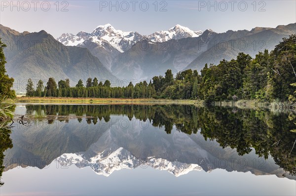 View of snow-covered Mount Cook and Mount Tasman