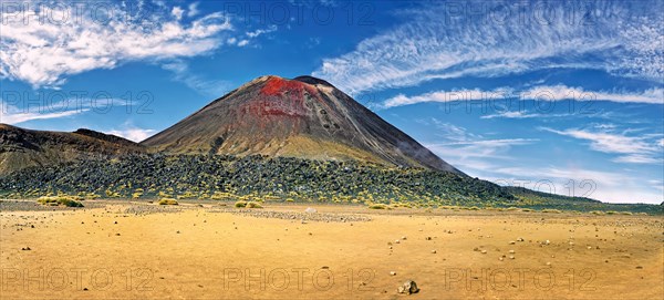 Volcanic landscape with the volcano Mt Ngauruhoe