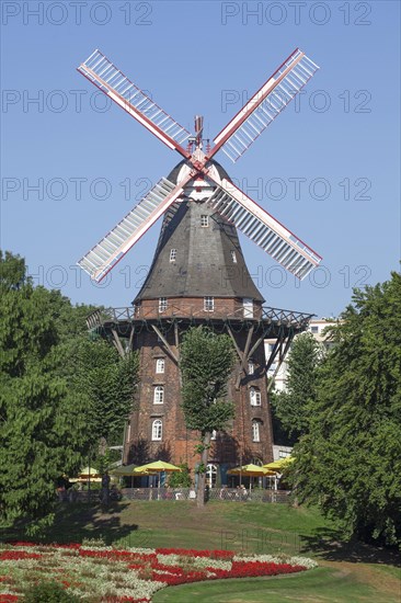 Windmill Herdentorswallmuhle in ramparts in spring
