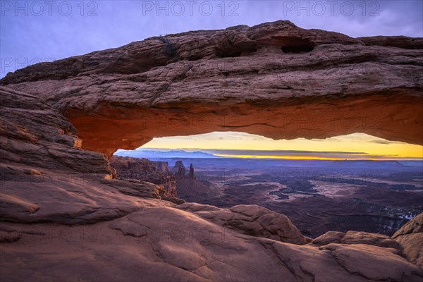 View through arch Mesa Arch at sunrise