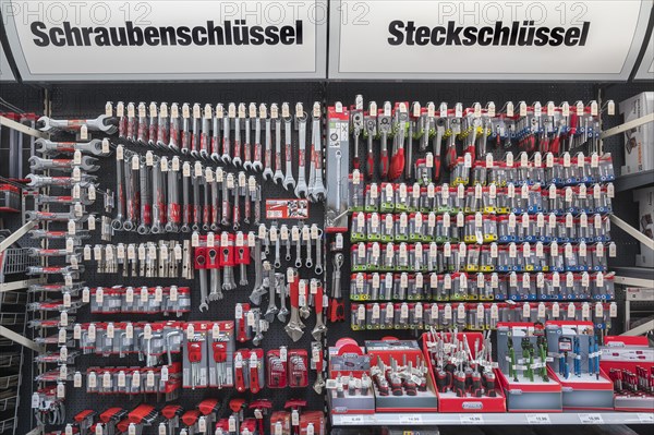 Screwdrivers and socket wrenches in hardware store