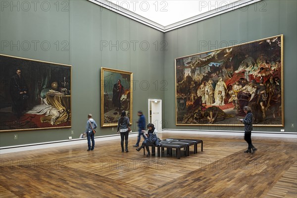 Exhibition room with paintings