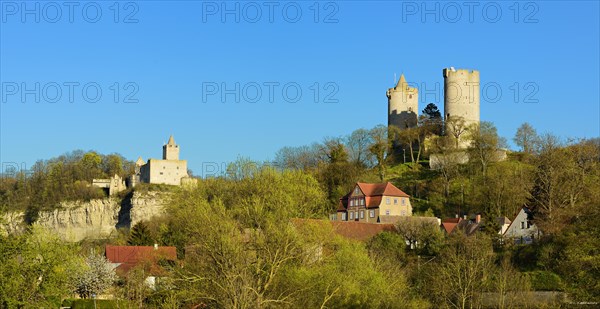 Castle ruins Rudelsburg and Saaleck