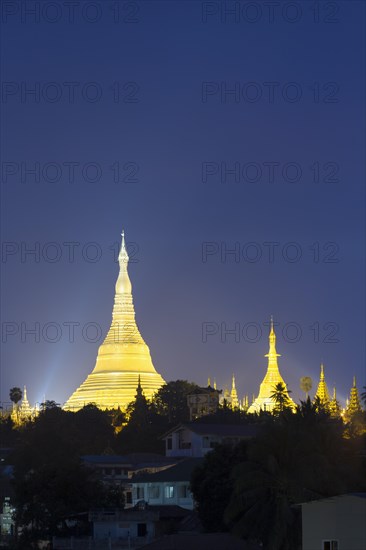View of Shwedagon pagoda at dust