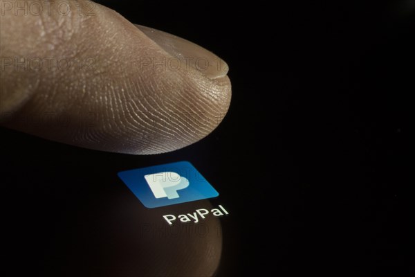 PayPal app icon on a display