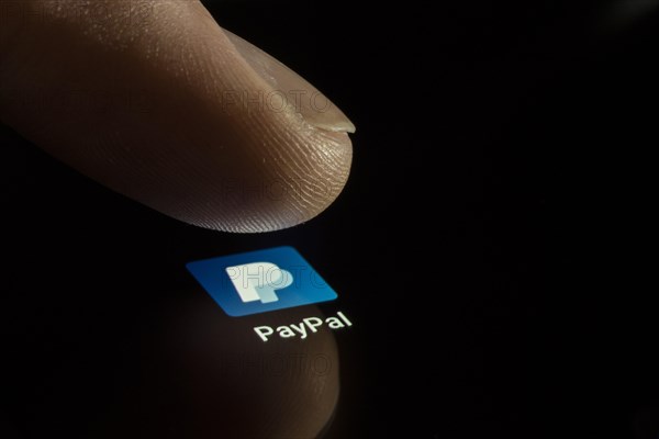 PayPal app icon on a display