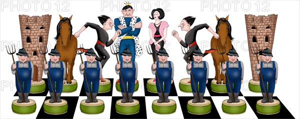 Chess pieces towers