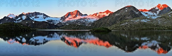 Mount Zuckerhutl and the Stubai glacier at sunrise