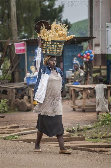 Corn seller on way to market