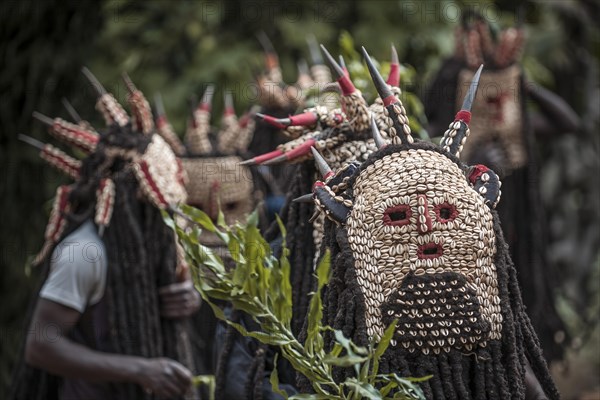 Men of the ethnic group of the Bamileke with traditional masks