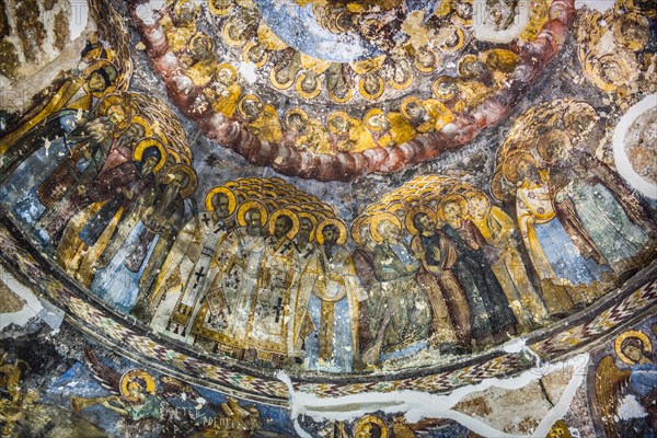 Old fresco with figures of saints
