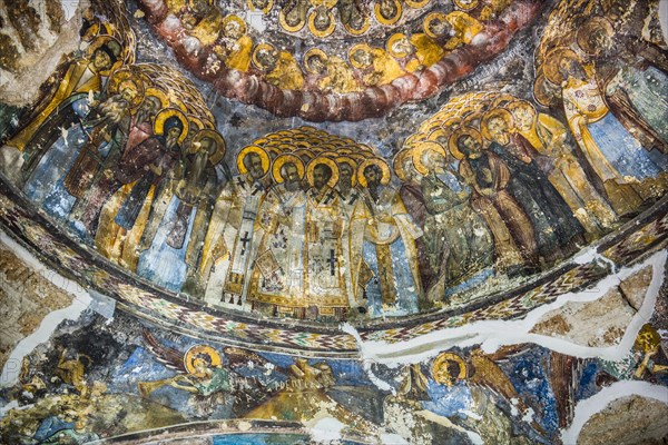 Old fresco with figures of saints