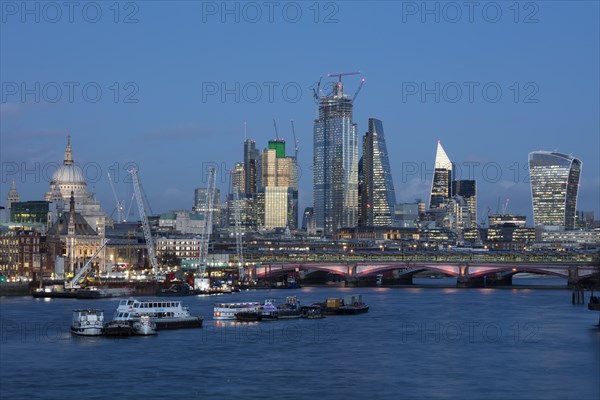 Panorama at the Thames with St.PaulÂ´s Cathedral and Blackfriars Bridge