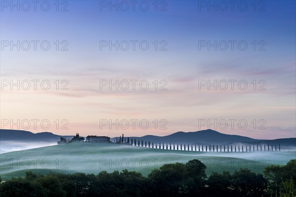Typical green Tuscan landscape in Bagno Vignoni