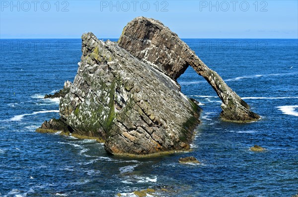 Bow Fiddle Rock in sea