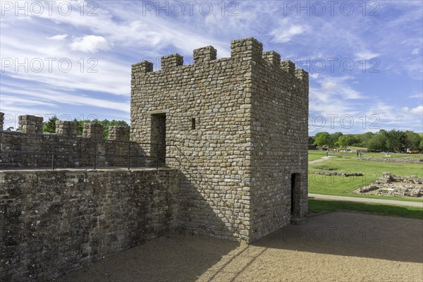 Reconstruction of Roman watchtower made of stone