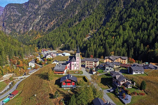 Mountain village Trento in autumn