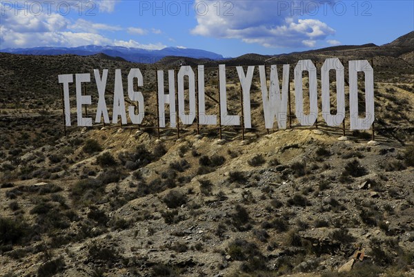 Texas Hollywood movie set tourist attraction sign near Tabernas