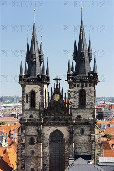 View from the Town Hall tower to the Tyn Church