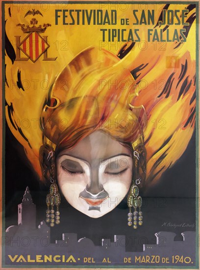 Historical poster for the Valencian spring festival Fallas