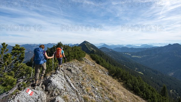 Hikers crossing the Blauberge mountains