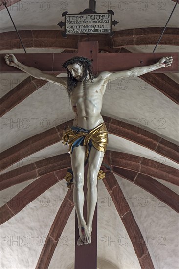 Wooden crucifix with human hair