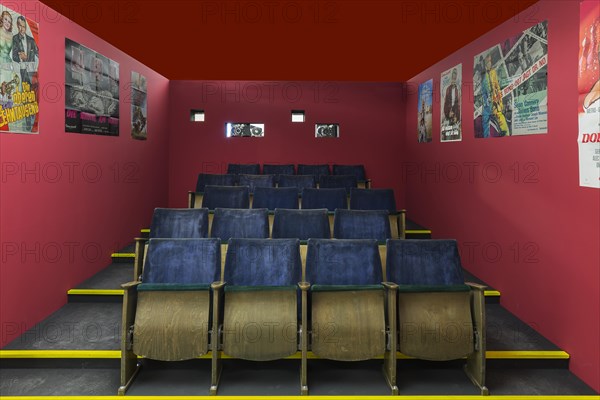 Reproduced cinema hall with seats from the 1970s