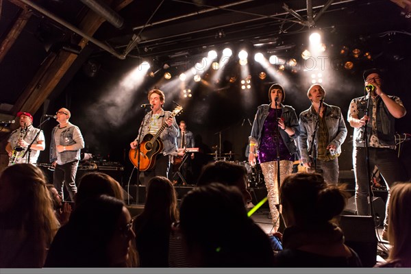 The Swedish indie pop band I'm from Barcelona with singer and frontman Emanuel Lundgren live in the Schuur Lucerne