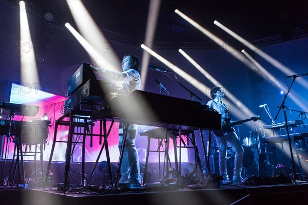 The French synth-pop band Air with guitarist Nicolas Godin and keyboarder Jean-Benoit Dunckel live at the Blue Balls Festival in Lucerne